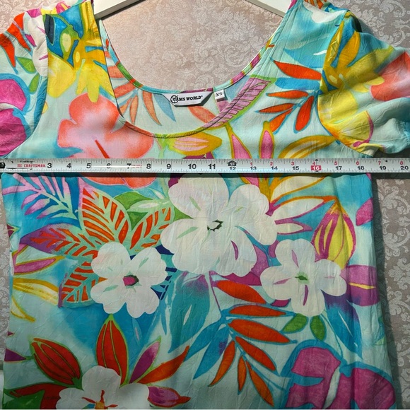 Jams World~Tiered Tropical Floral Wearable Art Hawaiian Hattie LUAU Dress~ sz XS - Picture 9 of 13